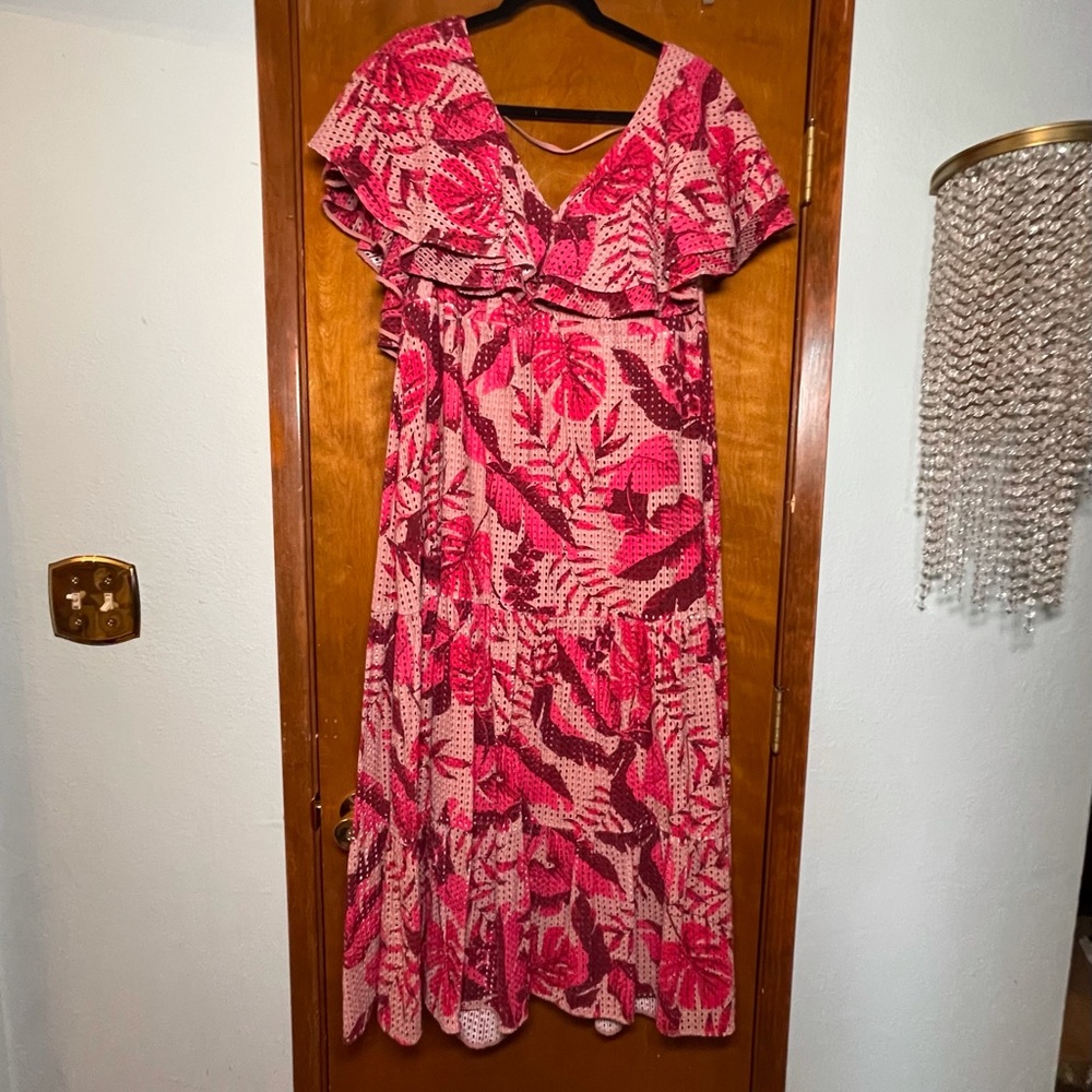 Johanna Ortiz Pink and Red Maxi Dress